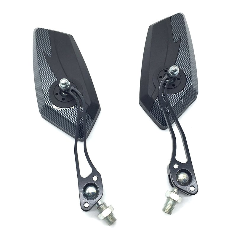 Hátsó tükröző alumíniumötvözet rudas kivitelben, motorkerékpár/bicikli/elektromos autó számára, négyzet alakú tükör, modell H-2219, fogazott rögzítés, ütésálló