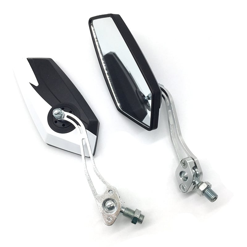 Hátsó tükröző alumíniumötvözet rudas kivitelben, motorkerékpár/bicikli/elektromos autó számára, négyzet alakú tükör, modell H-2219, fogazott rögzítés, ütésálló