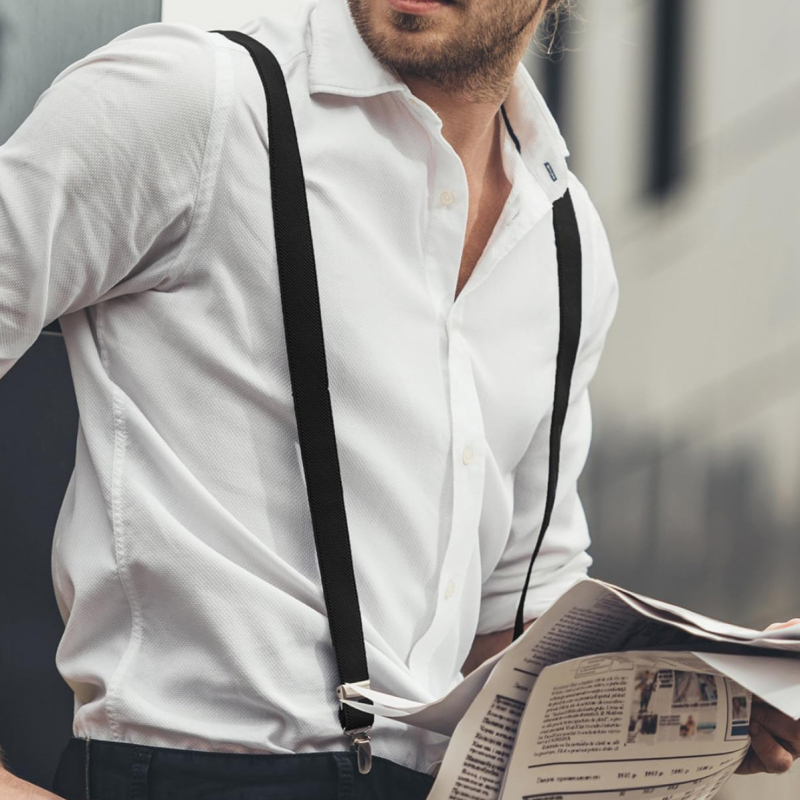 Bretele elastice în formă Y, unisex, cu clips puternice, 3 clipsuri, cruce în spate