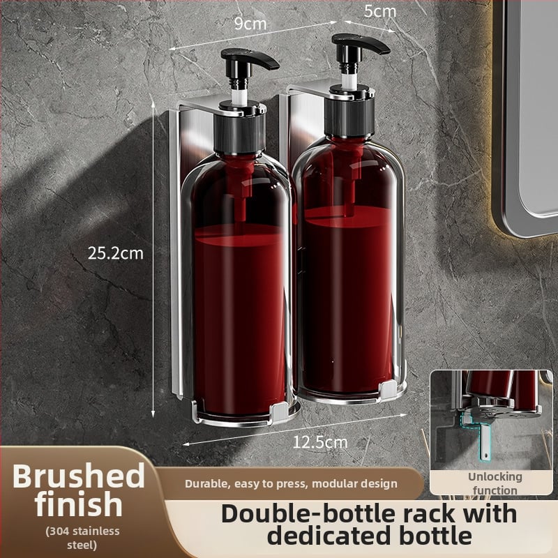 Suport dozator săpun din oțel inoxidabil – finisaj șlefuit, stil luxos discret, funcționare prin apăsare manuală, greutate 400 g