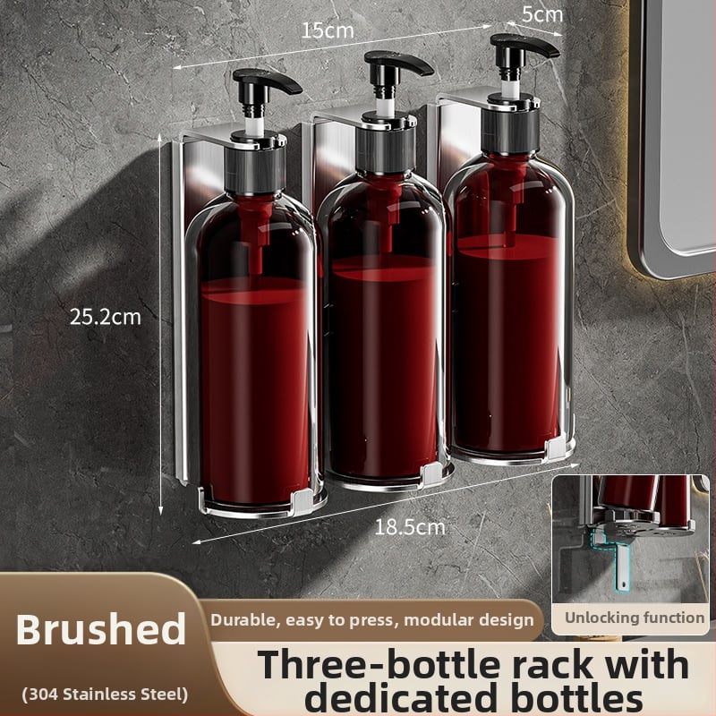 Suport dozator săpun din oțel inoxidabil – finisaj șlefuit, stil luxos discret, funcționare prin apăsare manuală, greutate 400 g