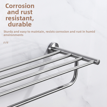 Nerezový vešiak na uteráky, dvojité vrstvy, leštený povrch, proti korózii, nosnosť 3–5 kg