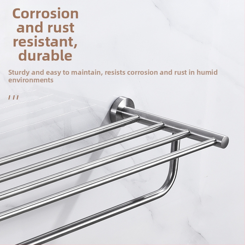 Nerezový vešiak na uteráky, dvojité vrstvy, leštený povrch, proti korózii, nosnosť 3–5 kg