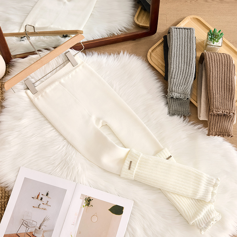 Zimske leggingice za djevojčice s flis podstavom, visoki pojas, duge, 80% pamuk, za djecu 3–8 godina