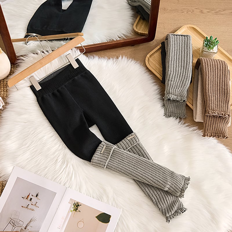 Zimske leggingice za djevojčice s flis podstavom, visoki pojas, duge, 80% pamuk, za djecu 3–8 godina