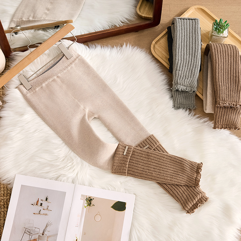 Zimske leggingice za djevojčice s flis podstavom, visoki pojas, duge, 80% pamuk, za djecu 3–8 godina