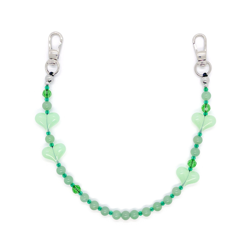 KKBEAD Funie de telefon cu mărgele – stil etnic, acrilic, breloc cu inimă, portabil