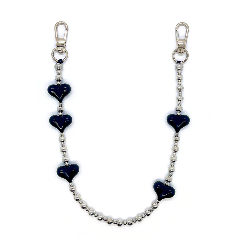 KKBEAD Funie de telefon cu mărgele – stil etnic, acrilic, breloc cu inimă, portabil