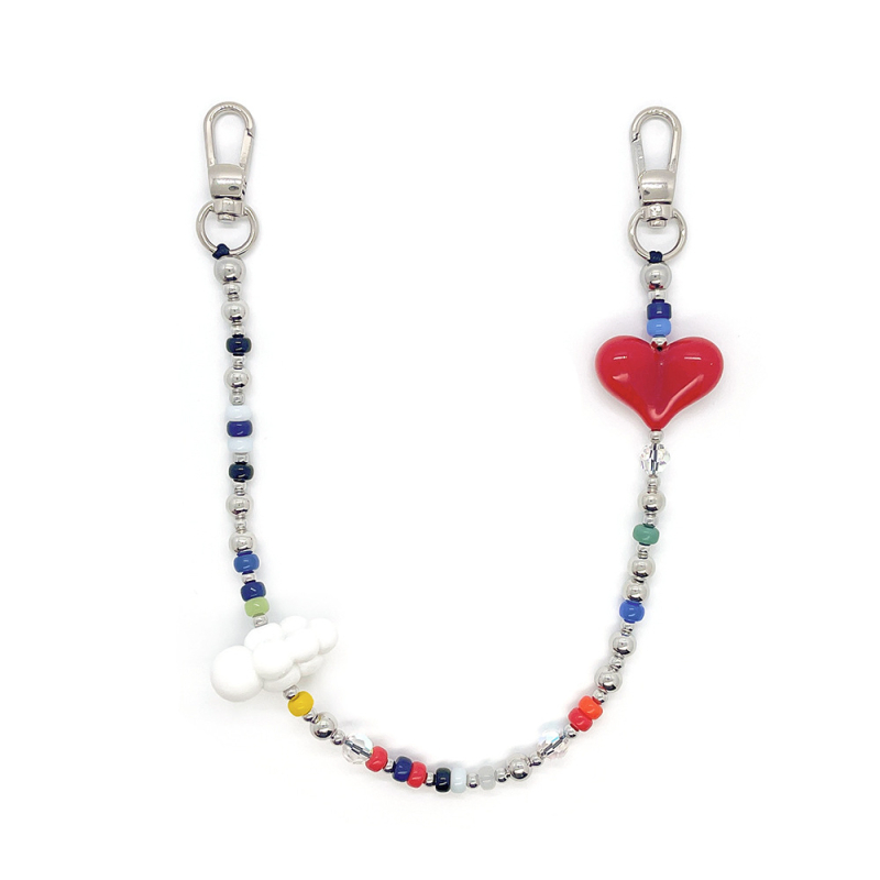 KKBEAD Funie de telefon cu mărgele – stil etnic, acrilic, breloc cu inimă, portabil