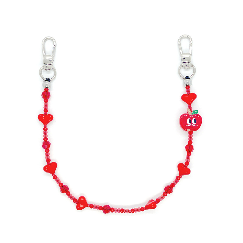 KKBEAD Funie de telefon cu mărgele – stil etnic, acrilic, breloc cu inimă, portabil