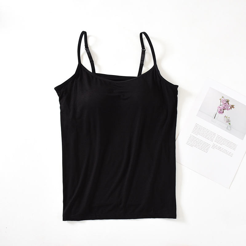 Camisole beépített párnázott kosárral; Modal anyag; 90–95% viszkóz; Sling pántok; mély kivágás