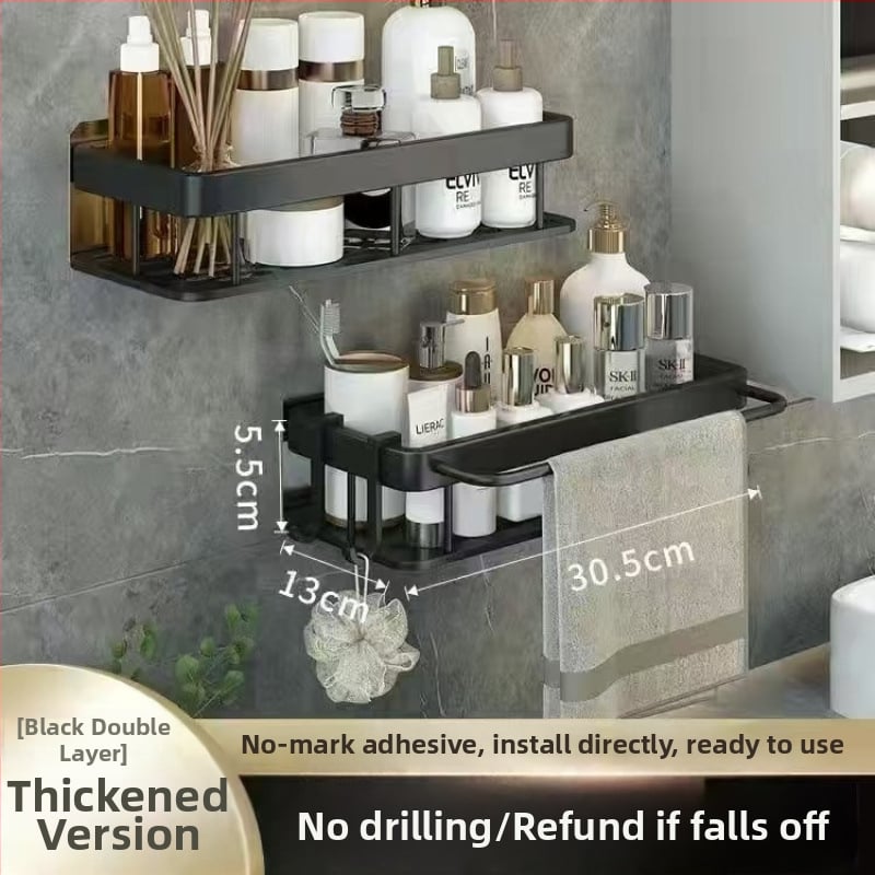 Poliță de baie montată pe perete - fără găuri, din plastic, design simplu modern