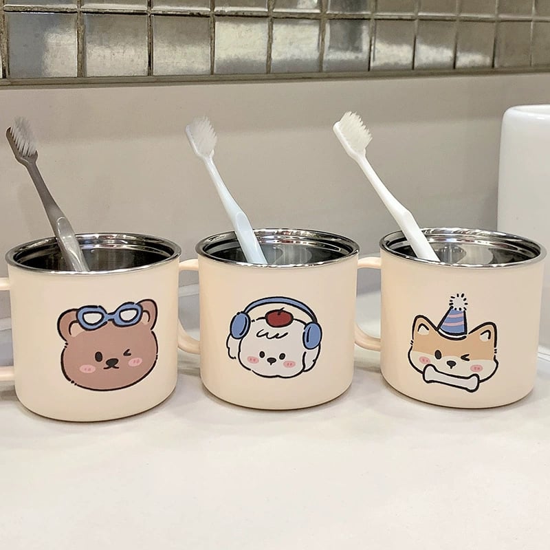 Pahar pentru periuțe cu design cu desen animat, cilindric, strat unic, ecologic
