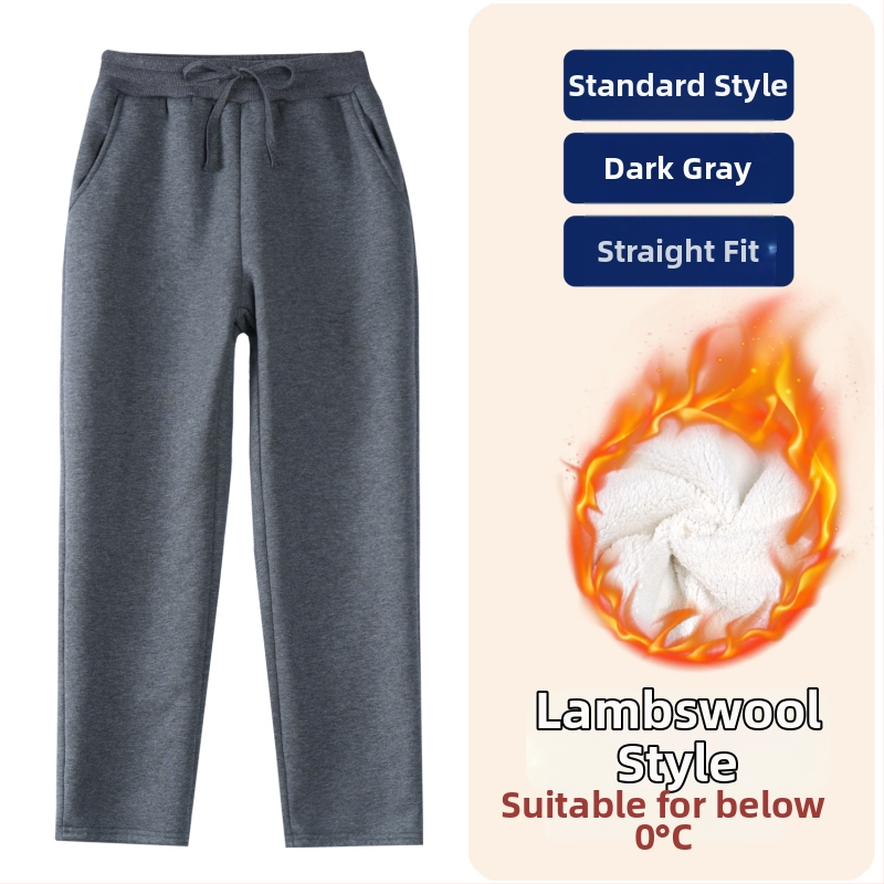 Detské zimné športové nohavice z bavlny s fleecovou podšívkou, stredne vysoký pás, elastický pás, jednofarebné, vhodné pre školskú uniformu