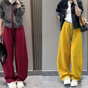 Kasdieninės kelnės iš poliesterio audinio, mikroelastinės, 2025 m. ruduo, scimitar wide-leg