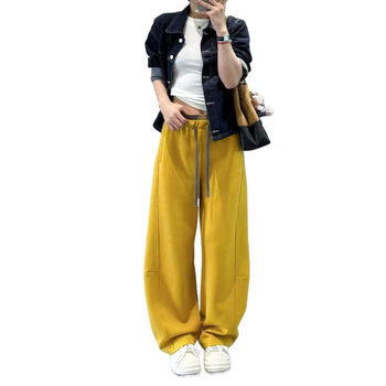 Kasdieninės kelnės iš poliesterio audinio, mikroelastinės, 2025 m. ruduo, scimitar wide-leg