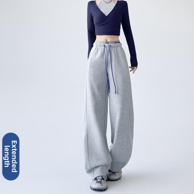 Kasdieninės kelnės iš poliesterio audinio, mikroelastinės, 2025 m. ruduo, scimitar wide-leg