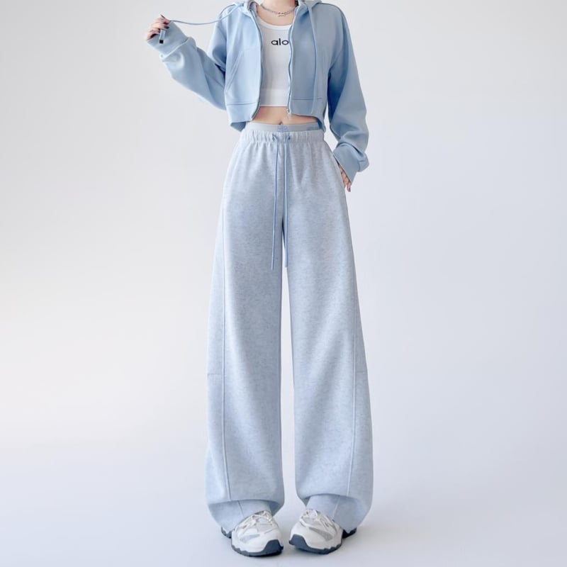 Kasdieninės kelnės iš poliesterio audinio, mikroelastinės, 2025 m. ruduo, scimitar wide-leg