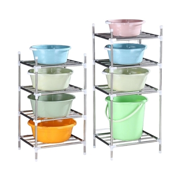 Raft de baie din oțel inoxidabil, pe podea, cu mai multe niveluri de depozitare, reglabil