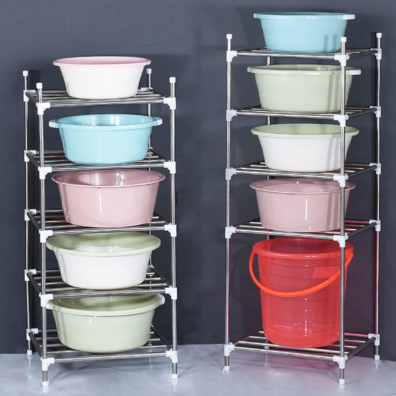 Raft de baie din oțel inoxidabil, pe podea, cu mai multe niveluri de depozitare, reglabil