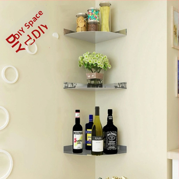 Raft de depozitare triunghiular din oțel inoxidabil, cu un singur etaj, pentru bucătărie și baie — montaj fără găuri, sarcină 10–20 kg