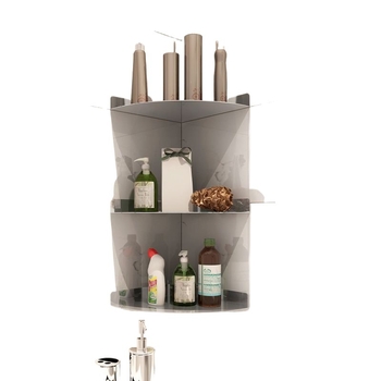 Raft de depozitare triunghiular din oțel inoxidabil, cu un singur etaj, pentru bucătărie și baie — montaj fără găuri, sarcină 10–20 kg