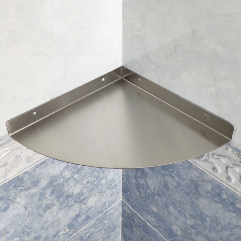 Raft de depozitare triunghiular din oțel inoxidabil, cu un singur etaj, pentru bucătărie și baie — montaj fără găuri, sarcină 10–20 kg