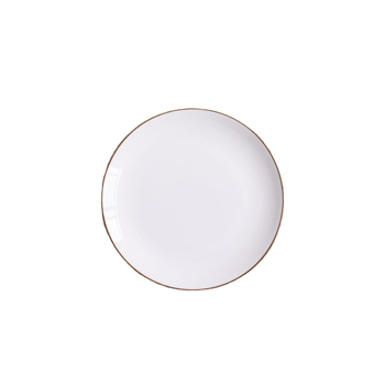 Set tanjura od kostnog porcelana sa zlatnim rubom, okrugli, sjajna površina, nije pogodno za mikrovalnu