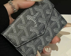 Portofel pentru pașaport și carduri din piele naturală, două straturi, model geometric, stil urban minimalist