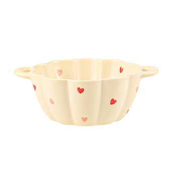 Kerámiából készült tál és kanál készlet, nagy kapacitású, dupla fülű tál, szabálytalan forma, modern letisztult stílus, mikrohullámú sütőben használható