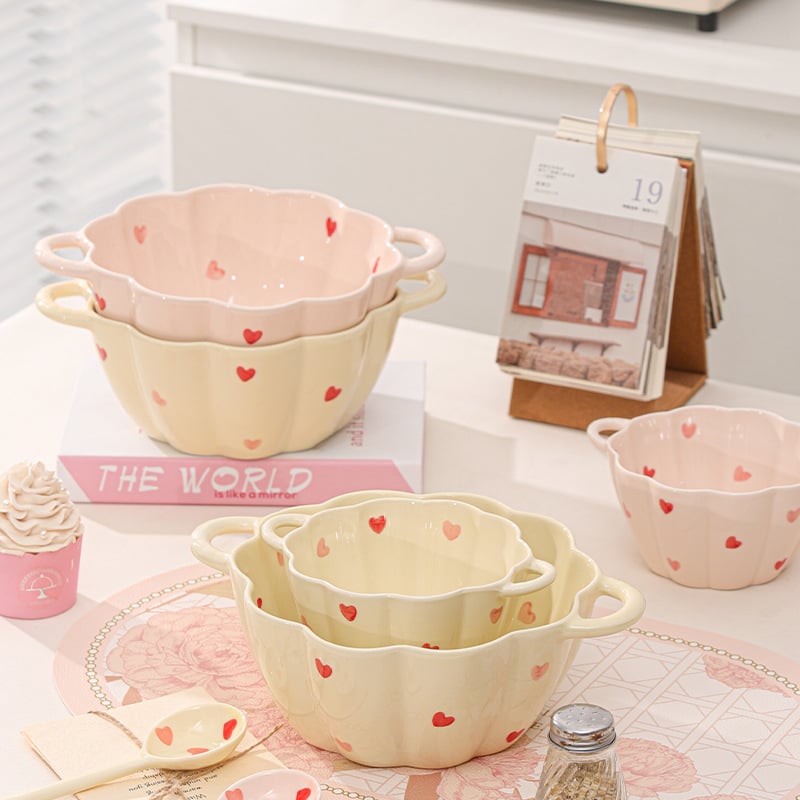 Kerámiából készült tál és kanál készlet, nagy kapacitású, dupla fülű tál, szabálytalan forma, modern letisztult stílus, mikrohullámú sütőben használható