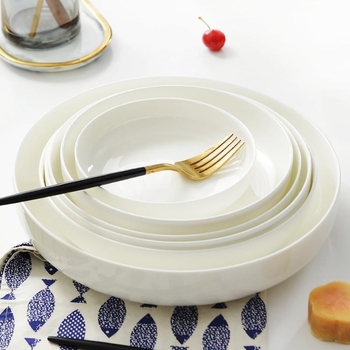 Nest Plate kostná porcelán hlboký tanier, kruhový, nordický štýl, vhodný do mikrovlnky