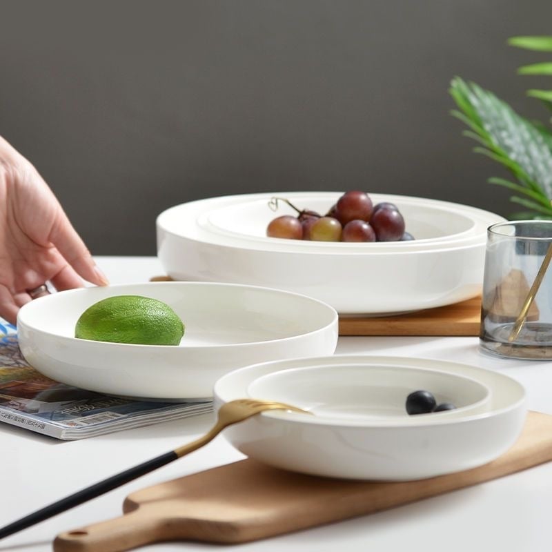 Nest Plate kostná porcelán hlboký tanier, kruhový, nordický štýl, vhodný do mikrovlnky