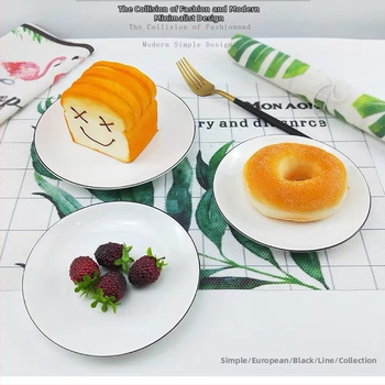 Nordický štýlový keramický jedálenský set – taniere a misy s podglazúrovaným povrchom, kruhové, vhodné do mikrovlnky