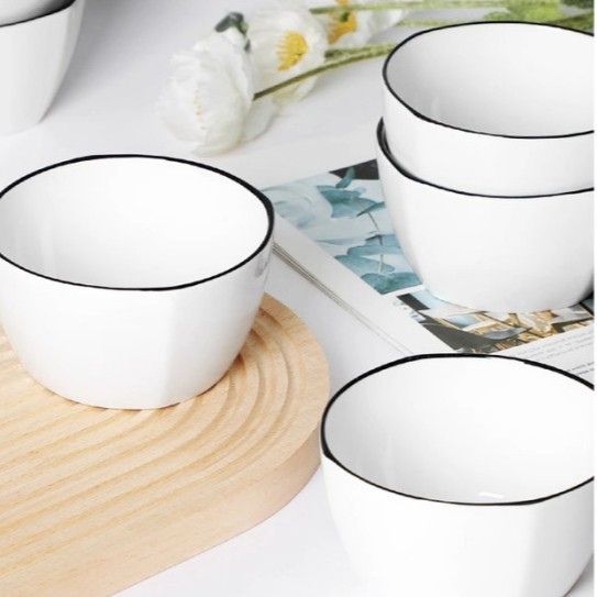 Set Nordic de farfurii și boluri din ceramică cu finisaj sub-glazură – rotunde, compatibil cu microunde