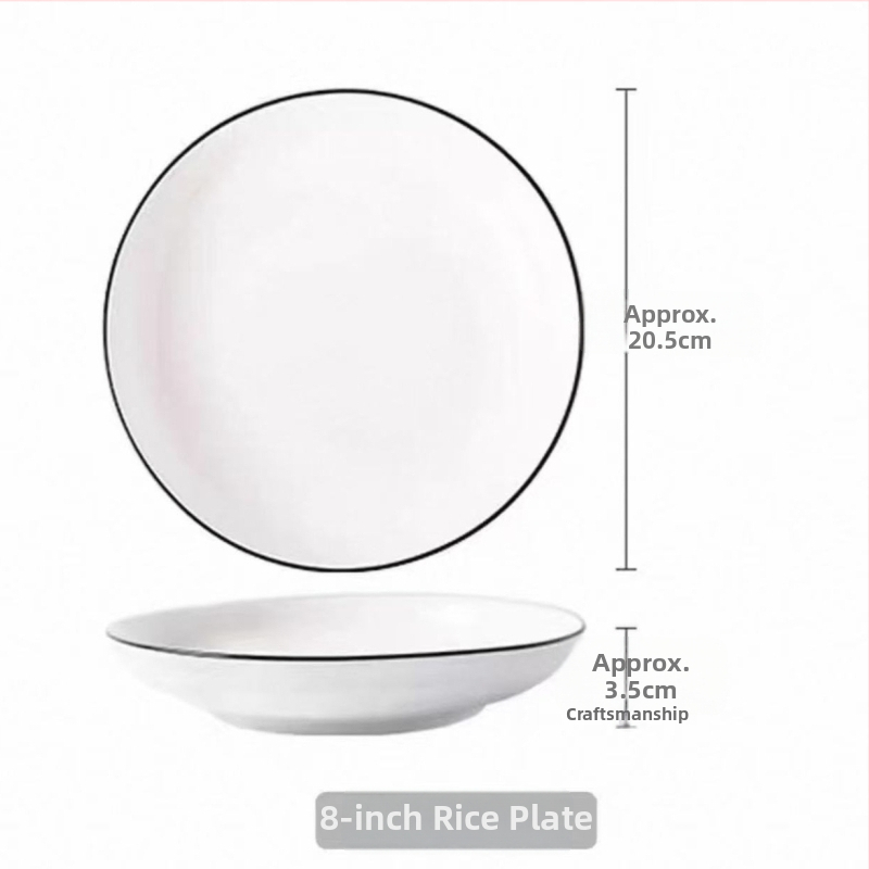 Nordický štýlový keramický jedálenský set – taniere a misy s podglazúrovaným povrchom, kruhové, vhodné do mikrovlnky