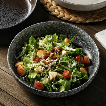 Set de boluri și farfurioare din porțelan, stil japonez, formă rotundă, compatibil cu microunde, finisaj sub glazură