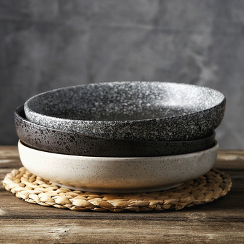 Set de boluri și farfurioare din porțelan, stil japonez, formă rotundă, compatibil cu microunde, finisaj sub glazură