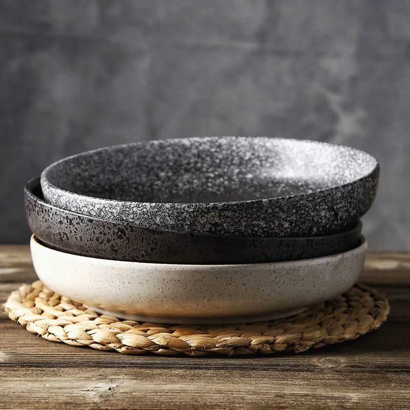 Set de boluri și farfurioare din porțelan, stil japonez, formă rotundă, compatibil cu microunde, finisaj sub glazură