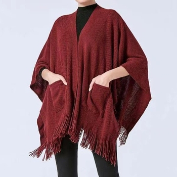 Kabatas šalle-pončo, mākslīgais kašmīrs, adīts, silts, rudens-ziemas stils, garš