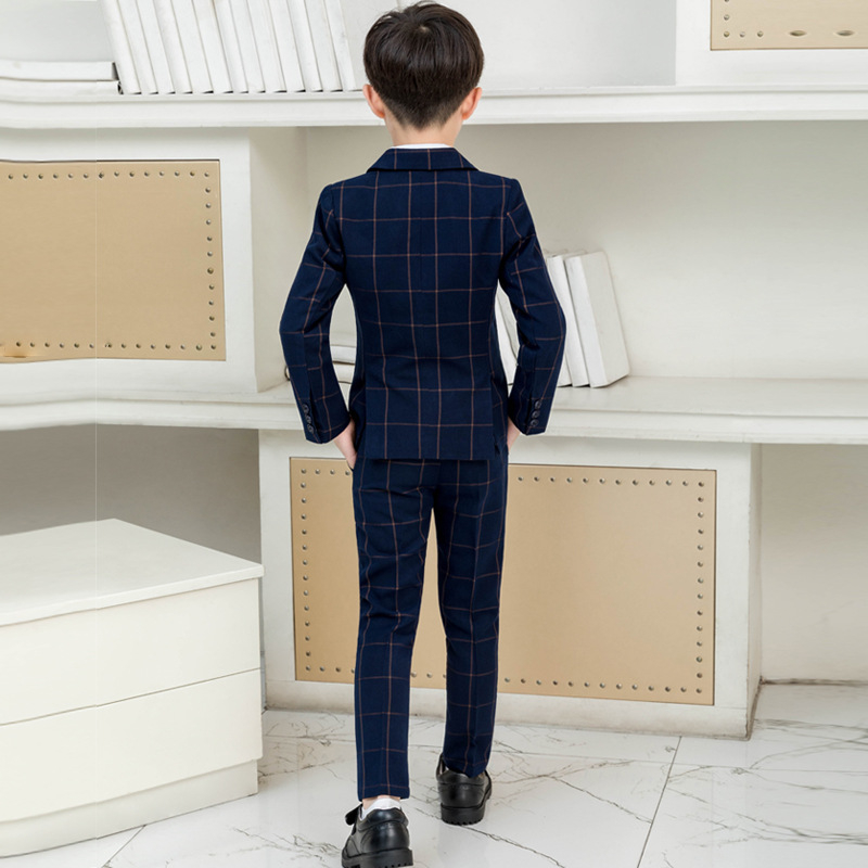Zimski karirani dječji sako komplet – višedijelno formalno odijelo za nastupe, korejski stil