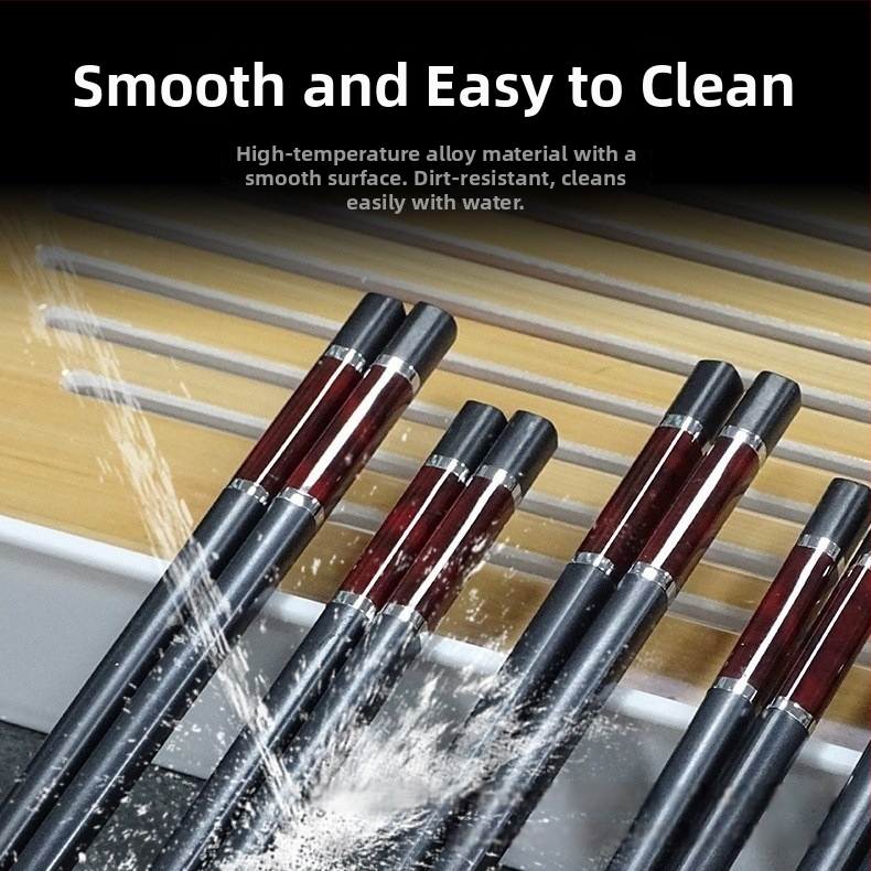 Leģētie ēšanas kociņi ar agat rakstu, 10 pāri, viegls luksusa retro stils