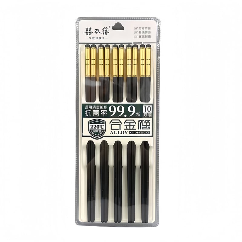 Bețișoare de mâncare din aliaj, model agat, 10 perechi, stil retro de lux