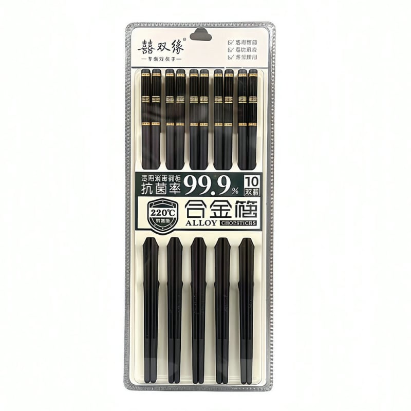 Bețișoare de mâncare din aliaj, model agat, 10 perechi, stil retro de lux