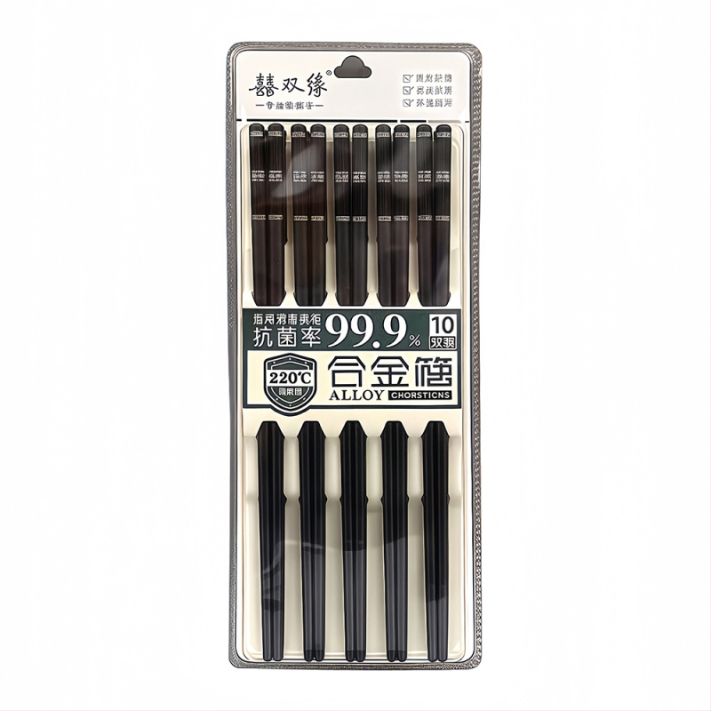 Leģētie ēšanas kociņi ar agat rakstu, 10 pāri, viegls luksusa retro stils