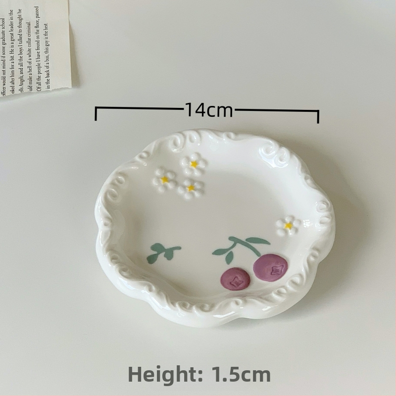 Porcelánový tanier s kvetinovým vzorom, kórejský štýl, farba pod glazúrou, vhodný do mikrovlnky, svieži a milý