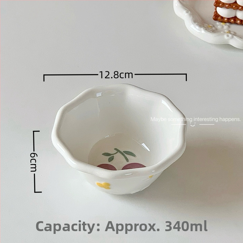 Porcelánový tanier s kvetinovým vzorom, kórejský štýl, farba pod glazúrou, vhodný do mikrovlnky, svieži a milý