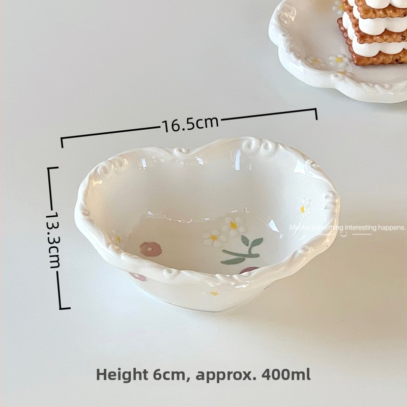 Porcelánový tanier s kvetinovým vzorom, kórejský štýl, farba pod glazúrou, vhodný do mikrovlnky, svieži a milý