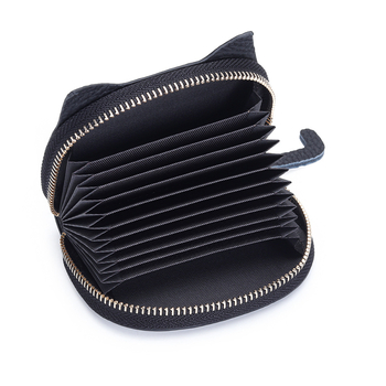 Unisex peňaženka na karty z pravej kože s 10 priehradkami na karty a 2 priehradkami na mince, vrchná vrstva hovädzej kože, jednofarebný vzor, pre uloženie kariet a dokladov