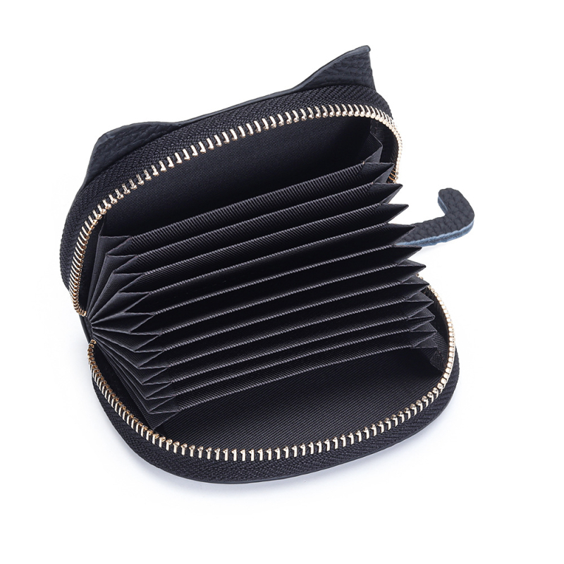 Unisex peňaženka na karty z pravej kože s 10 priehradkami na karty a 2 priehradkami na mince, vrchná vrstva hovädzej kože, jednofarebný vzor, pre uloženie kariet a dokladov